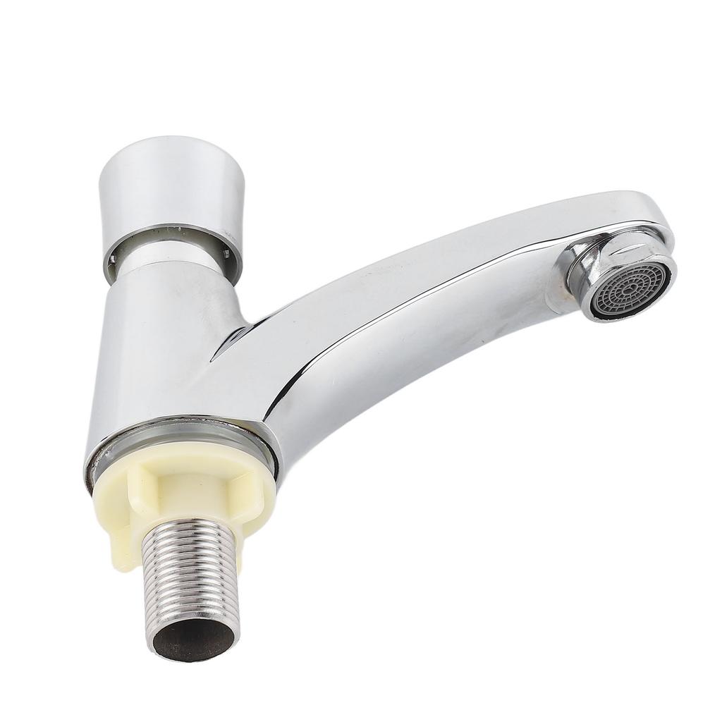 Time Delay Basin Sink Faucet Copper Alloy Push Switch Water Saving Tap for Home Kitchen Bathroom