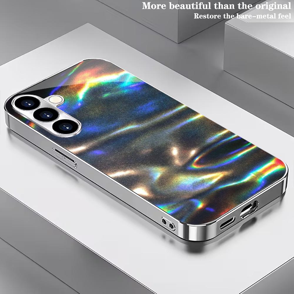 Colorful waves PhoneCase High-end Electroplating Glass PhoneCase for Samsung Galaxy S26 S25 S24 S23 S22 S21 FE,Ultra,Plus