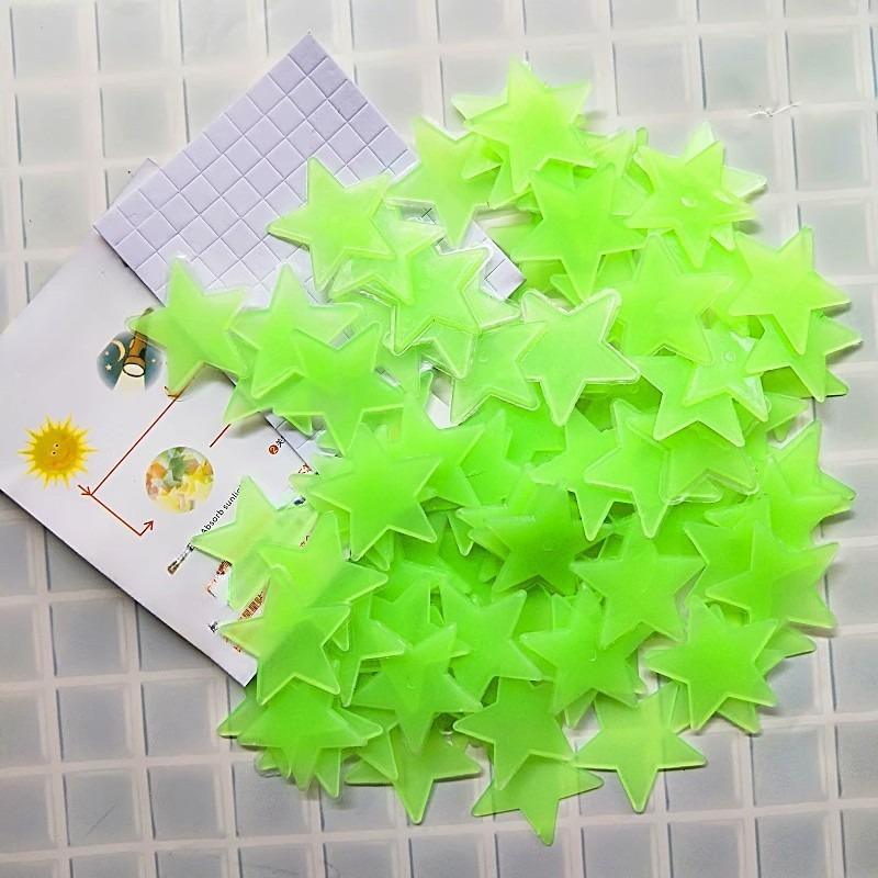 100 Stück Kreative sternförmige dreidimensionale leuchtende Wandaufkleber, Schlafzimmerwand- und Deckendekorative leuchtende Wandaufkleber