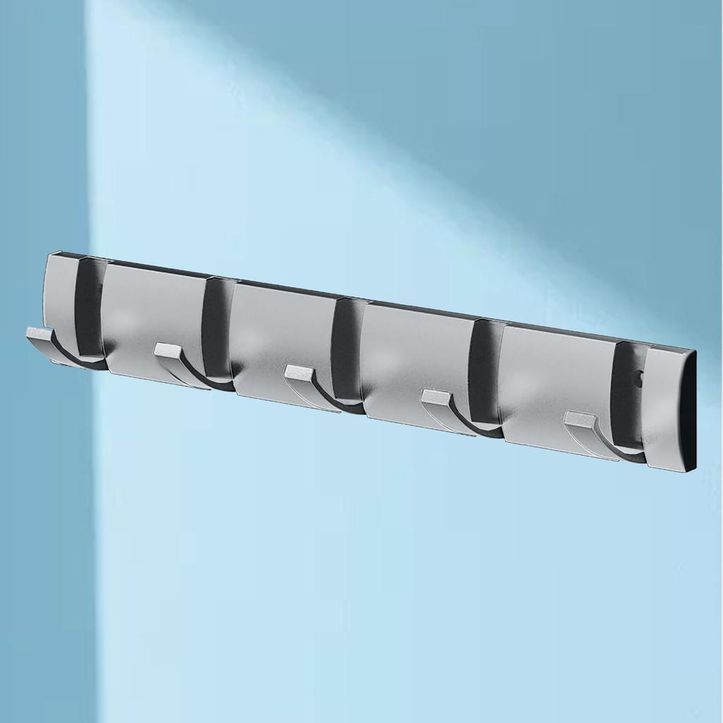 Thickened Invisible Hook 5 Hook Wall Mounted Coat Rack Folding Hideaway Coat Hooks Door Rear Key