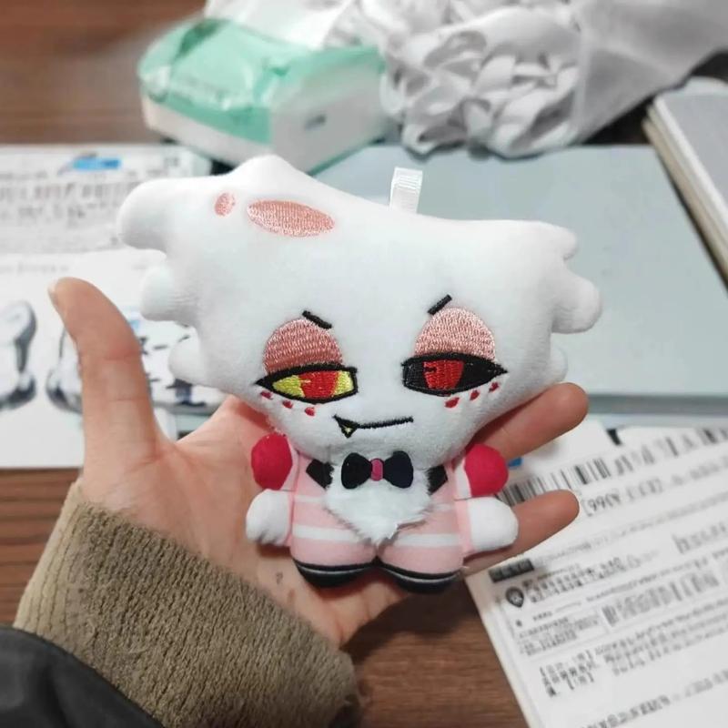 10cm Dolls Hazbin Hotel Vox Lucifer Ko Plush Toy Keychain Kawaii Bag Pendant Cute Anime Peripherals Keyring Birthday Fans Gift