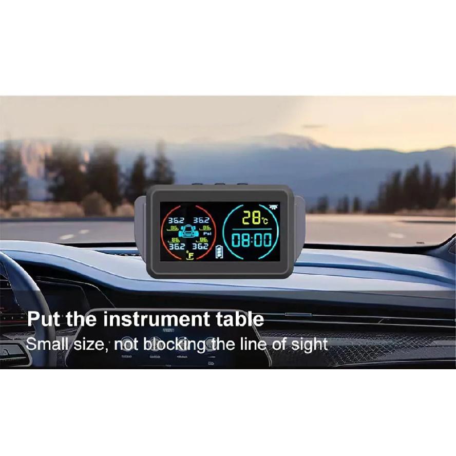 Smart Solar Power TPMS Car Tire Pressure Monitoring System Alarm Tyre Air Pressure Meter Gauge Temperature Warning 4 Sensors