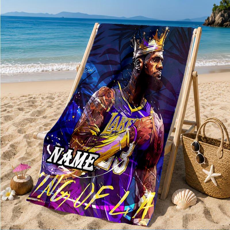 Custom Name James Legacy Sports Beach Towel Microfiber Beach Towel, Lightweight and Quick-Dry, for Summer Travel, Swimming Pool Gift