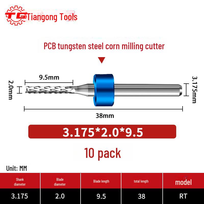 

Tiangong Фреза кукурузная из вольфрамовой стали с ЧПУ, 3,175 мм фиксированный хвостовик твердосплавный черновой инструмент для печатных плат.