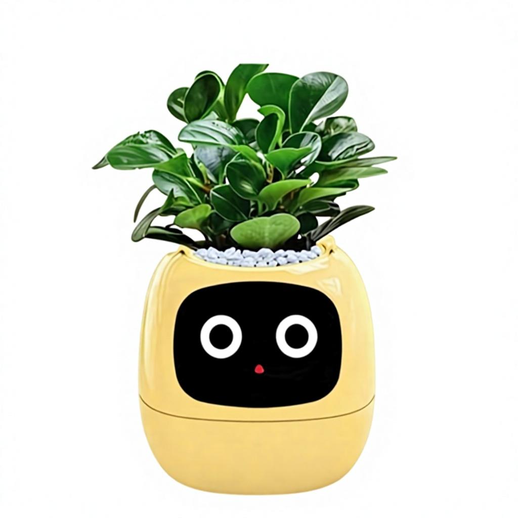 Ivy Emotional Intelligent Pet Robot AR Interactive Flower Potted Plant Smart AI Companion for Home & Office Desktop Decor (Yellow,English version)