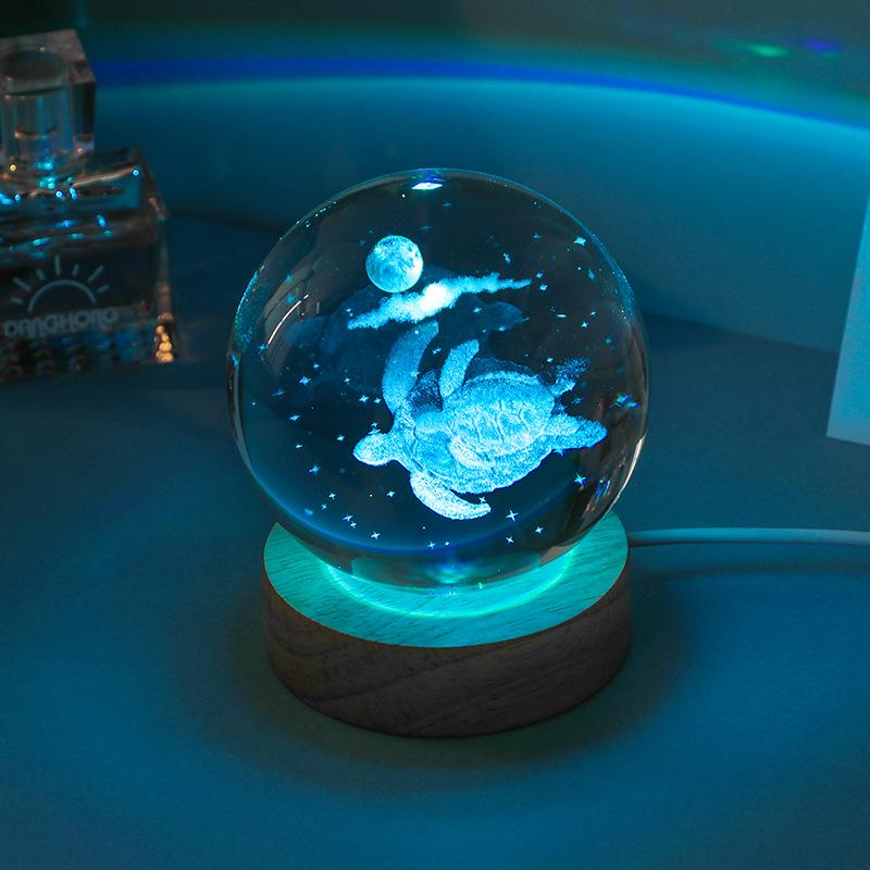 Laser-Engraved Luminous Jellyfish Crystal Night Light - Perfect Birthday Gift for Girls and Best Friends