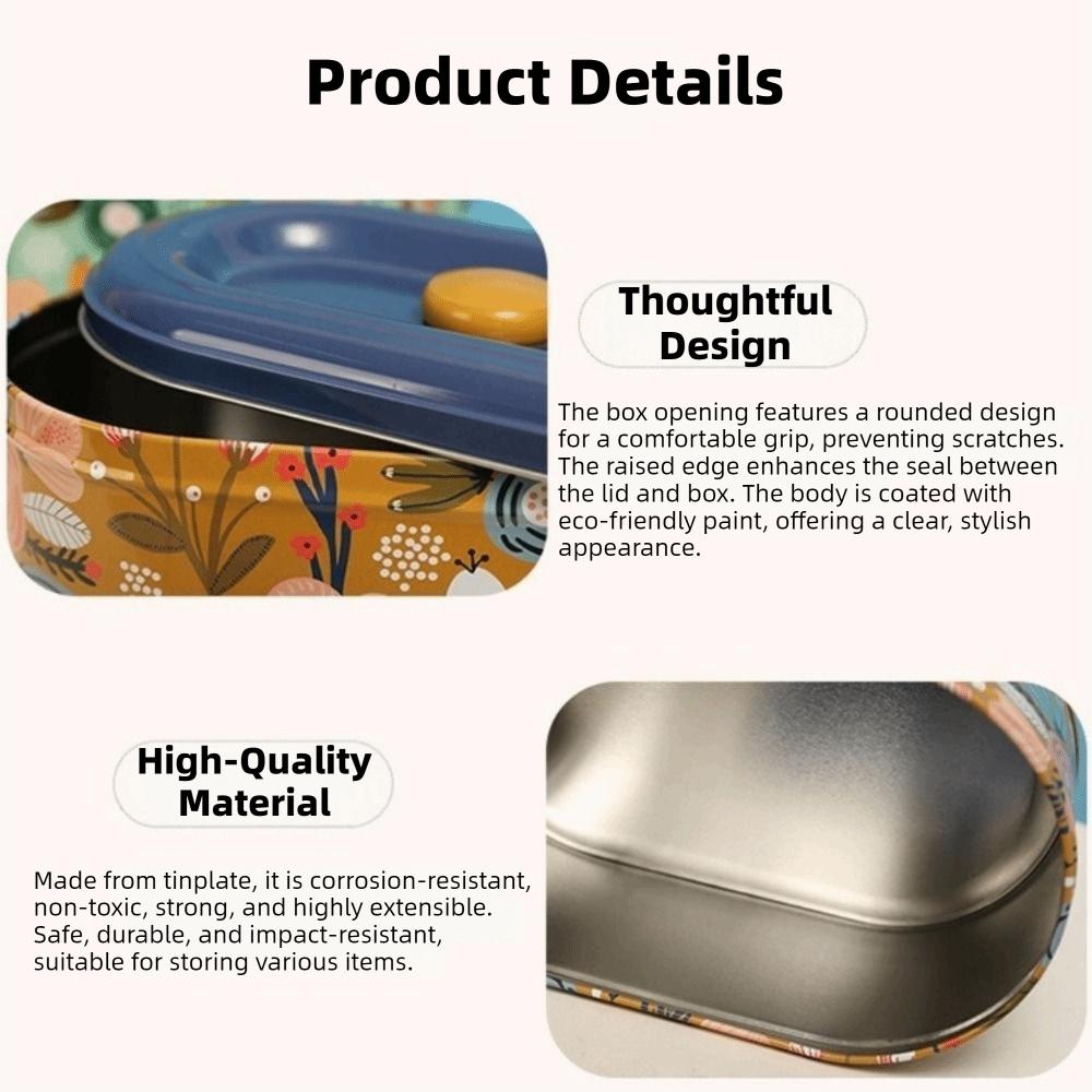 2PCS/SET European Style Tinplate Storage Box Dust-proof Cute Snack Storage Box with Lid Large Capacity