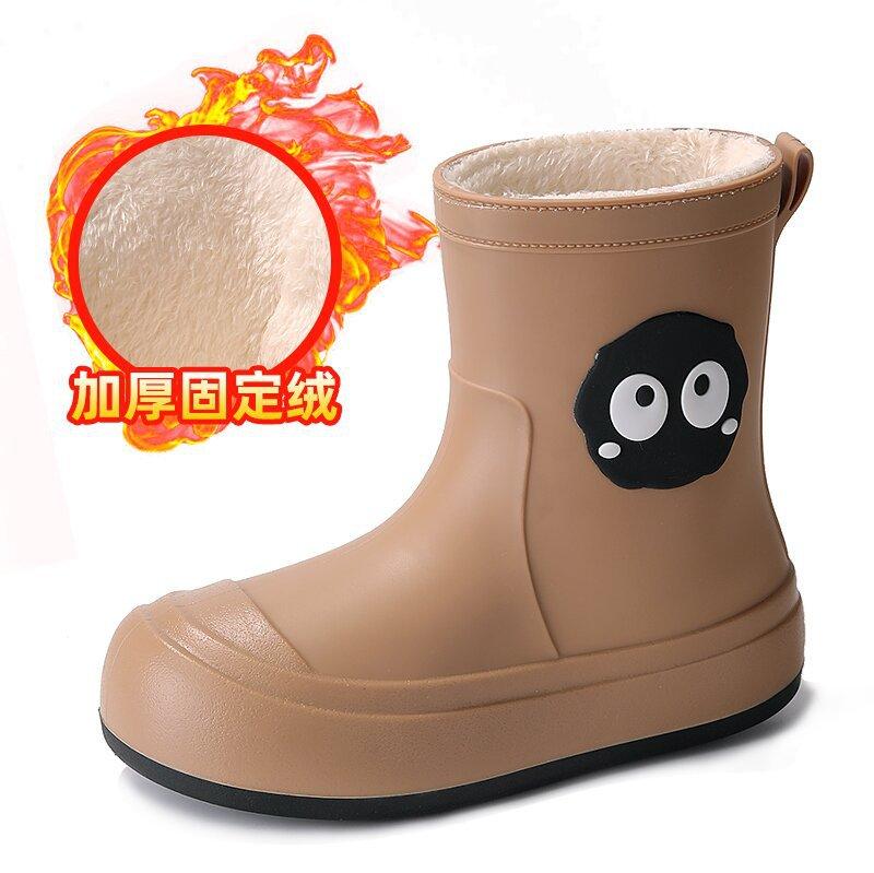 Rain shoes women's new cartoon rain boots adult medium tube water boots wear non-slip student water shoes thermal rubber shoes