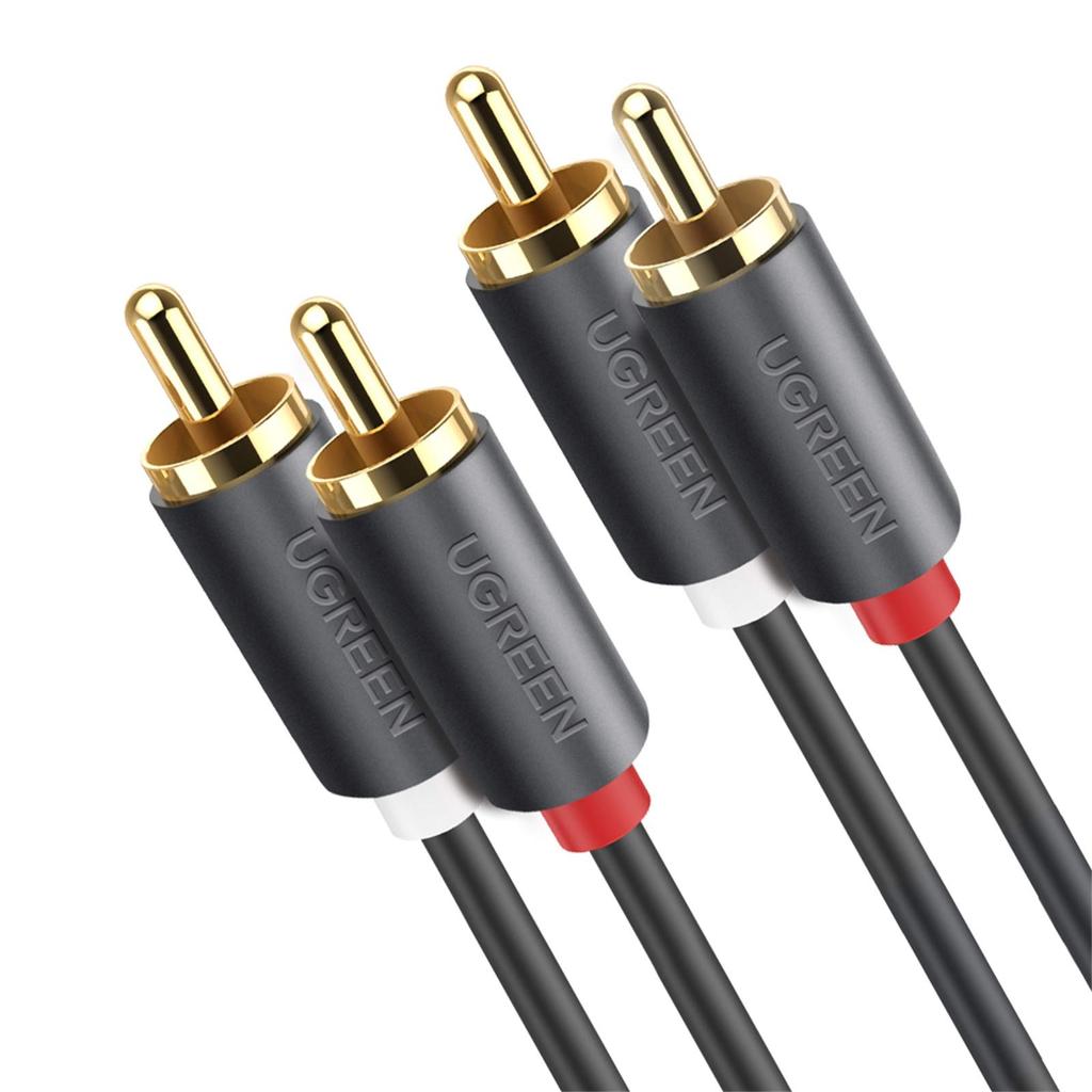UGREEN RCA 1M Audio Stereo Audio 2RCA To 2RCA HiFi Sound 24K Connectors Cable, Cable, Cable, (Red/White) Conversion, Quality, Gold-Plated