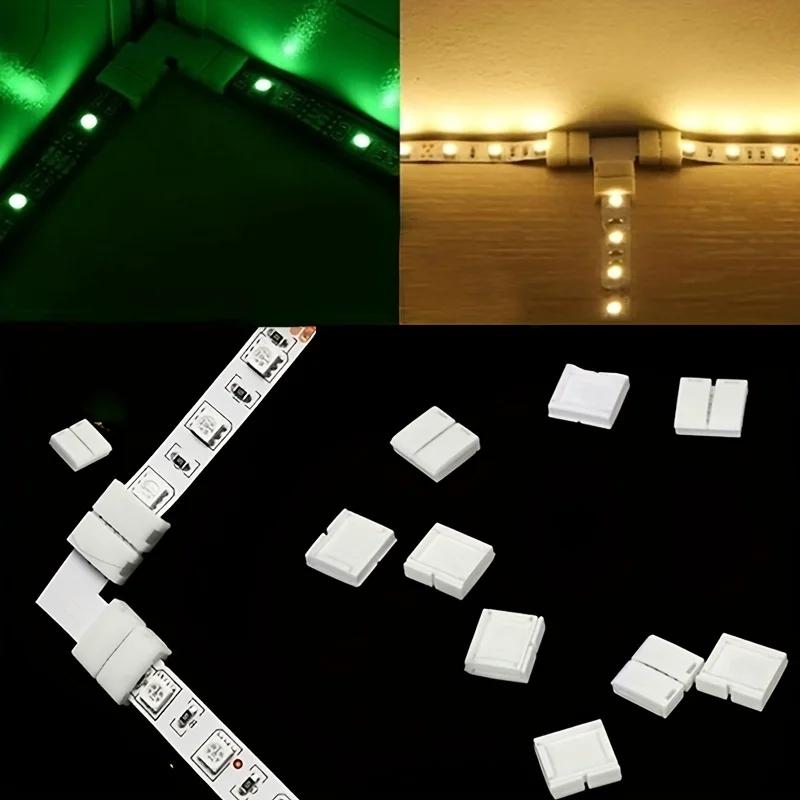 10pcs LED Strip Connector 8mm 10mm 2 Pin 4 Pin 3528 5050 RGB Single Color Solderless PCB Board Wire Free Welding Connectors
