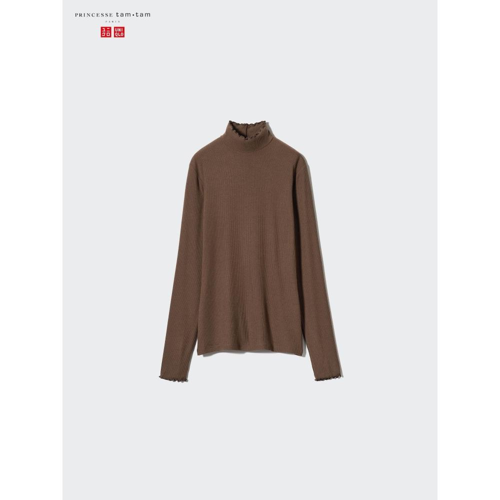 Uniqlo ExTra Warm HeaTTech Cashmere Blend Ribbed Mock Neck T shirT