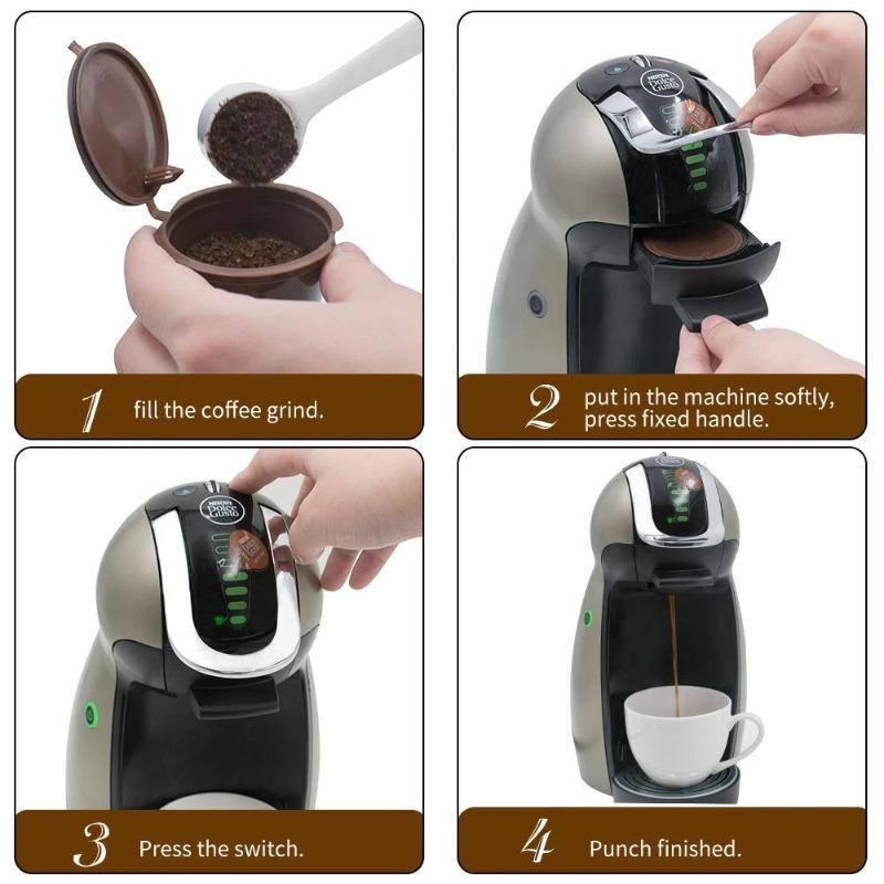 Eco-Friendly Reusable Coffee Pod Filter with Stainless Steel Mesh and Cleaning Brush Coffee Machines for Sustainable Brewing