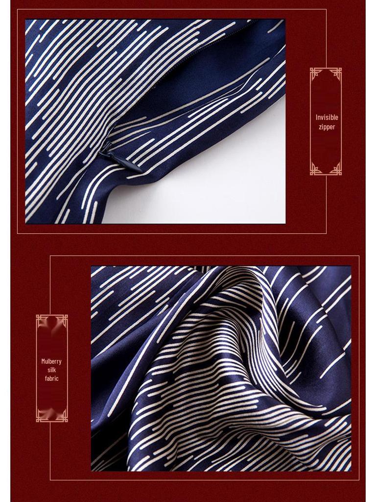 2022 Summer Heavyweight Mulberry Silk Dress with Beading - Slimming & Figure-Flattering Women's Clothing