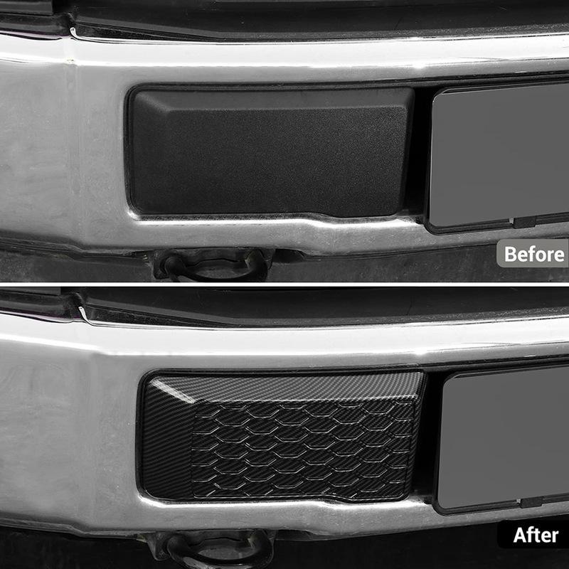 Left & Right Front Bumper Guard Pads Ert Cap Cover for Ford F150 2015 2016 2017 2018   , ABS Carbon Fiber