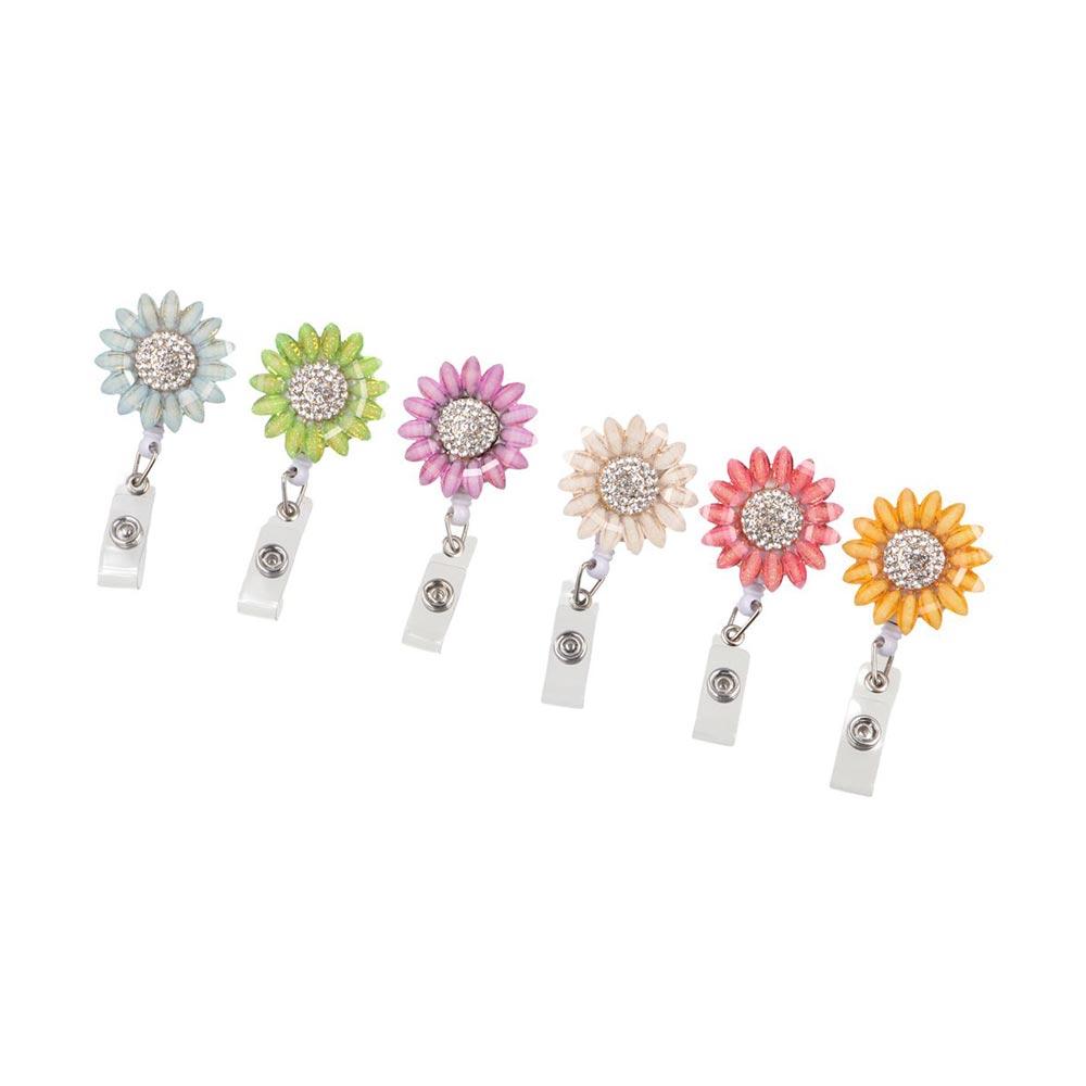 

Name Tag Easy Pull ID Lanyard ID Card Clips Badge Holder Retractable Badge Reel Badge Card Reels Blue flower