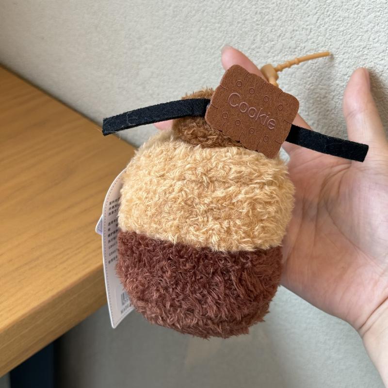 '12/20Cm Cute Food Cake Bag Charm Keychain Coffee Cheese Sandwiches Plush Dolls Toys Keyring Backpack Accessories Xmas Gifts