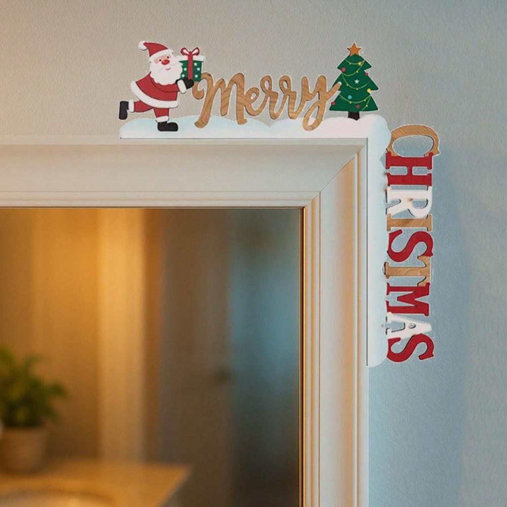 1 pièce Décoration de Cadre de Porte de Noël en Métal, Ornement Festif Suspendu avec Pendentifs pour Fête à Domicile, Cadeau d'Art Mural Moderne pour Porte Table