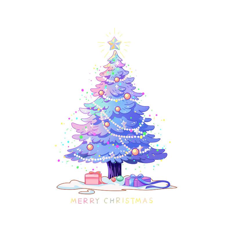 Purple Christmas Tree Stickers, Shop Window Decorations, Festival Shop Decorations, Atmosphere Gift Boxes, Glass Door Stickers