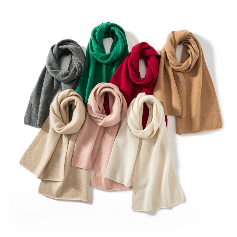 Women's 100% Pure Cashmere Scarf - Versatile, Warm, Solid Color for Autumn and Winter