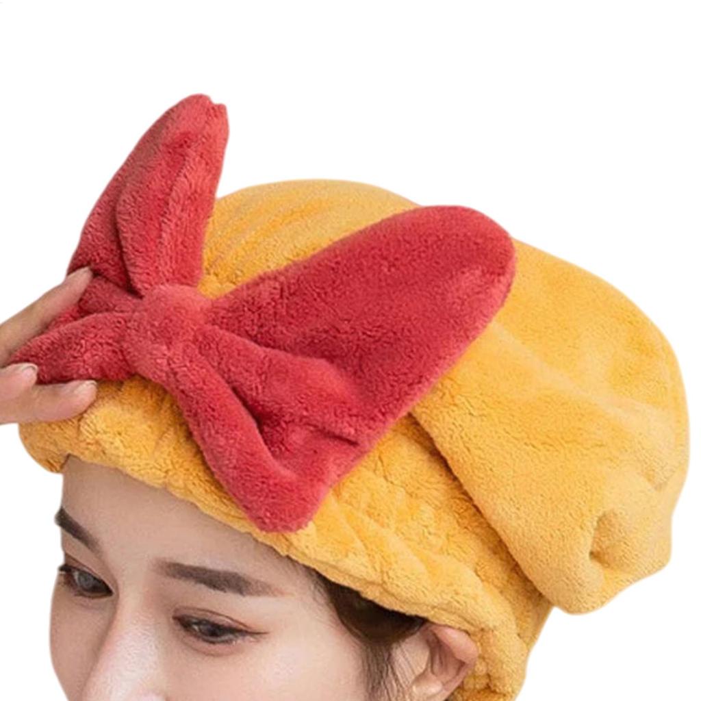 1Pc Hair Drying Towels Head Wrap with Bow-Knot Shower Cap Hair Turban HairWrap Bath Cap for Curly Long Wet Hair Drying Hair
