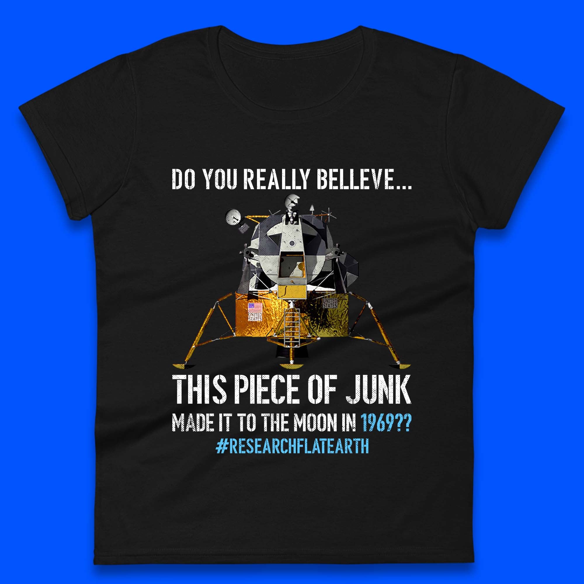 Research Flat Earth Womens T-Shirt Mens Tops Tees Unisex M