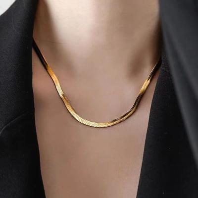 JewelryTop 40-60CM 16-24in Pevná měď 18K zlato 4MM řetěz Náhrdelník pro ženy Muže Luxusní šperky svatební dar choker Klíční kost