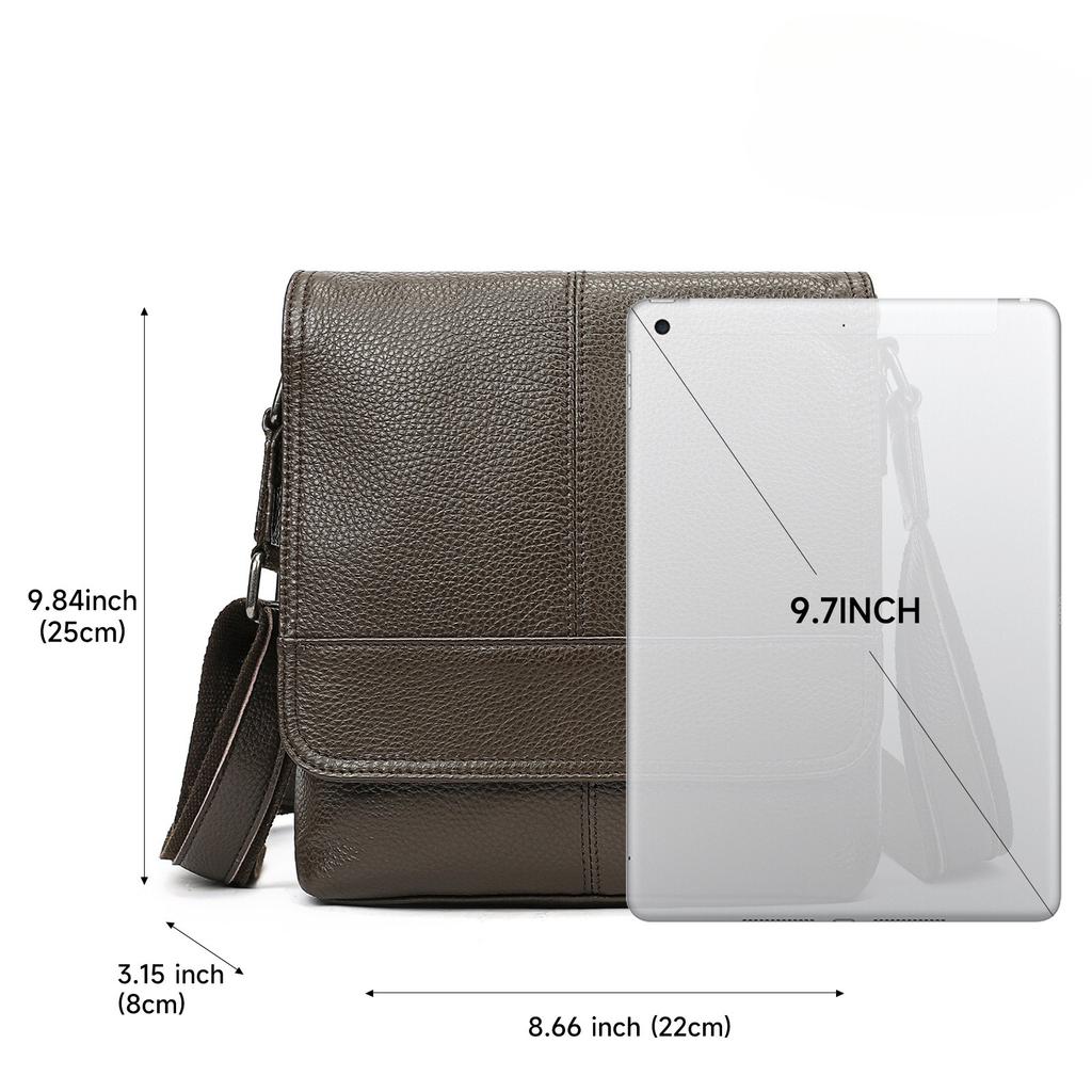 Pánská taška z pravé kůže Pánská crossbody taška Velkokapacitní Klopové zapínání Trendy Jednoramenní taška