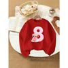Kids Girls Crewneck Sweatshirt, Pink Number 8 Cute Ballet Coffee Cup Cartoon Birthday Print Soft Fleece Pullover For 8th Birthday