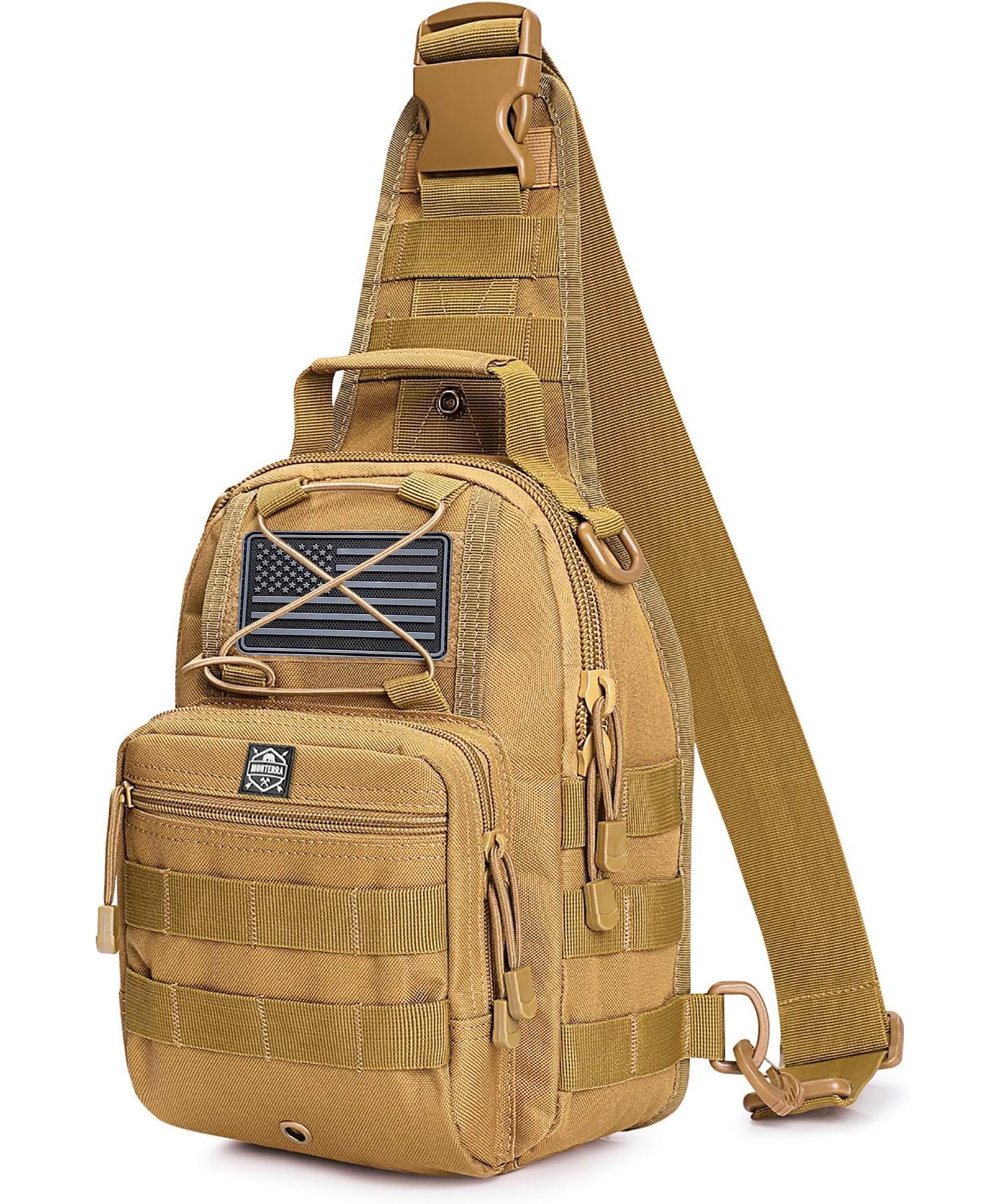 

Monterra Tactical Shoulder Sling Bag EDC, Crossbody, Outdoor Sports Gear & Equipment, Travel Daypack, Hiking Backpack., Tan (Desert Tan), 2XL, Sling