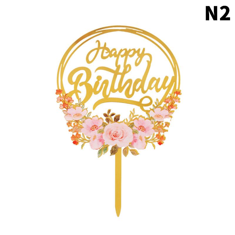 Rose Gold Birthday Party Cake Decorating Tools Happy Birthday Girl Boy Acrylic Cake Topper Baby Shower Dessert Accessories Tools