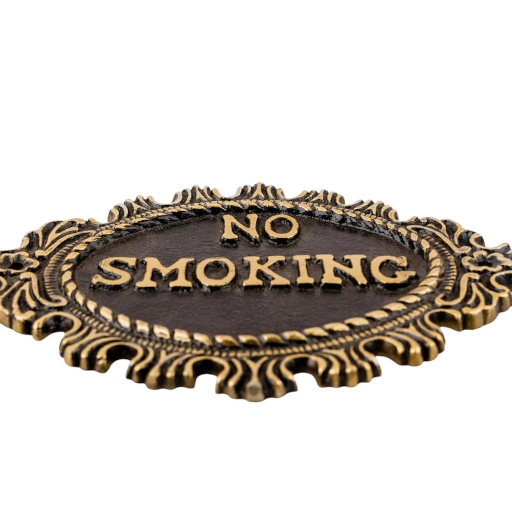 Handcrafted No Smoking Sign Plate Elegant Metal Warning Plaque for Home, Office, or Business Use Stylish Decorative Signage Clear Engraving