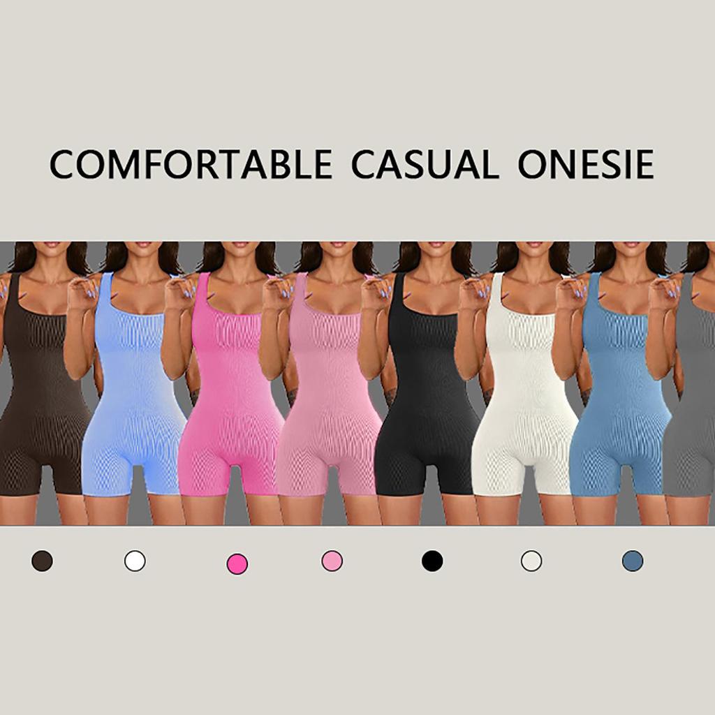 2023 Women's Ribbed Short-Sleeve Yoga Jumpsuit – Summer Fitness One-Piece