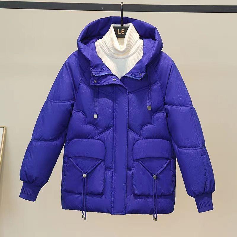 Shining New Down Cotton Jacket Women's Korean Edition Loose Thick Cotton Coat Medium Long Shining Cotton Coat Coat