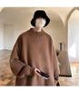 Men's Trendy Loose Round Neck Sweater - Spring/Autumn Solid Color Knitwear, Hong Kong Style Casual Outerwear