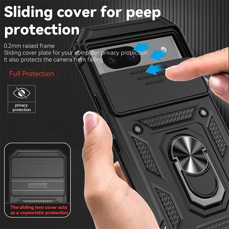 Armor Case For Google Pixel 9A 8A 7A 8 Pro Cover 9 Pro XL Lens Protection Kickstand Ring Holder Shell Fundas