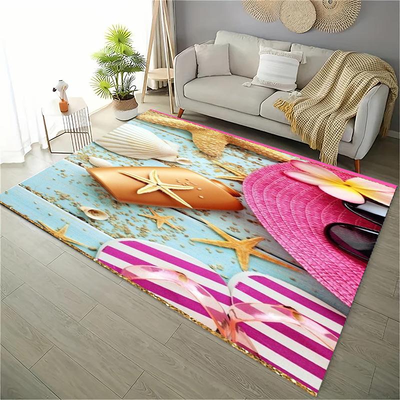 Ocean and Beach 3D Printing Large Area Carpets for Home Living Room  Kids Bedroom Sofa Doormat Kitchen Floor Rugs Anti-slipDecor