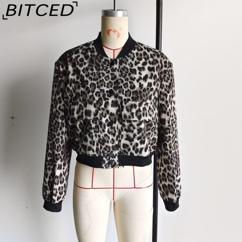 BITCED Spring Women's Oversized Pocket Jacket with Stand Collar