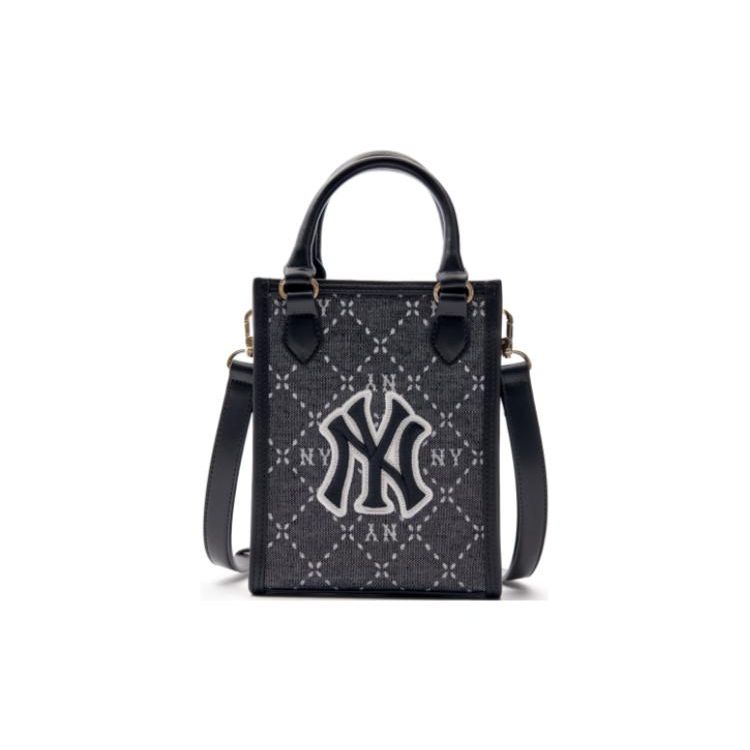 

MLB Diamond Pattern Adjustable Detachable Shoulder Strap Faux Leather Tote Bag Unisex Tote Bags Black 7ACRMD93N-50BKS Small