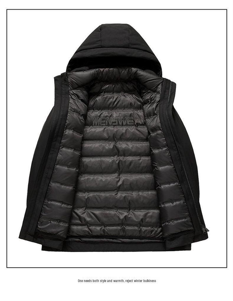 Men's 5-in-1 White Goose Down Jacket with Removable Liner - High-End Winter Outerwear for Middle-Aged Warmth