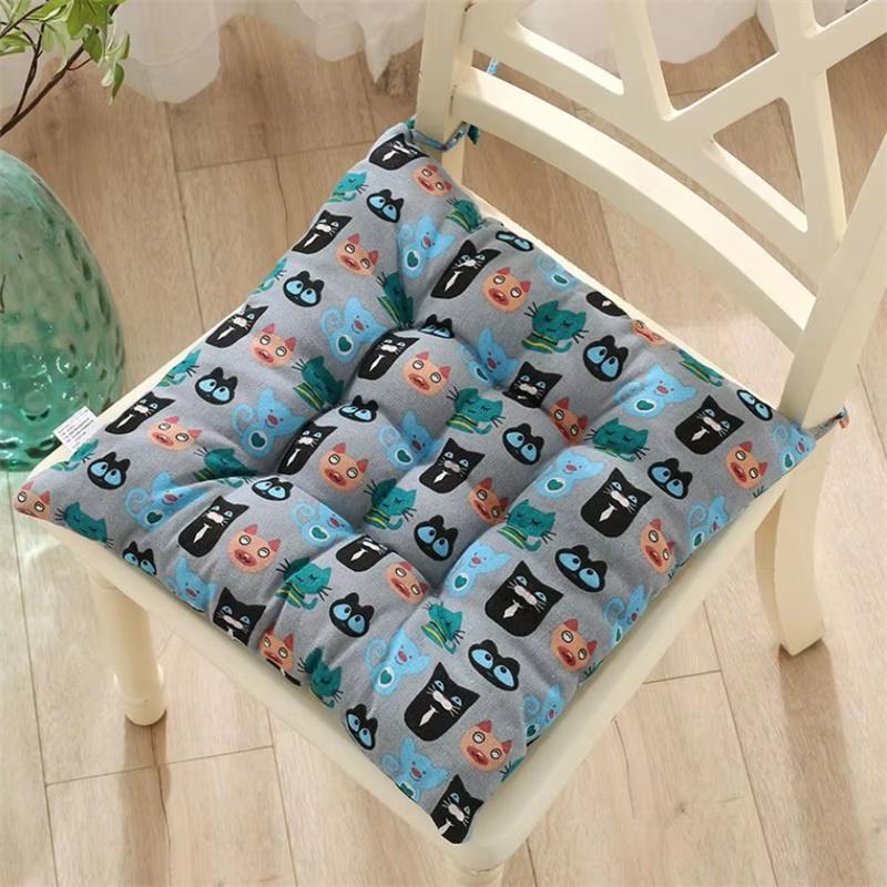 Cotton Linen Thicken Round Cushion Chinese Style Four-season Universal Chair Cushion Household Dining Chair Seat Cushion 45x45cm