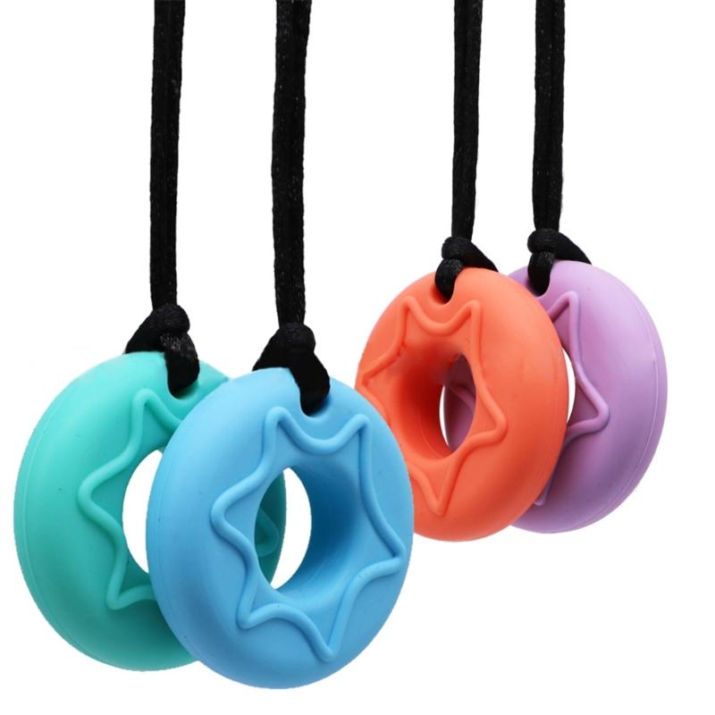 Chewable Pendant Necklace for Children or Adults with Chewing Needs, Sensory Chewing Teether Toy for Boys and Girls