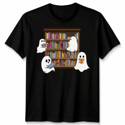 T-shirt Unisexe Fantômes Lisant des Livres Halloween Fantômes Amateurs de Livres T-shirt Cadeau