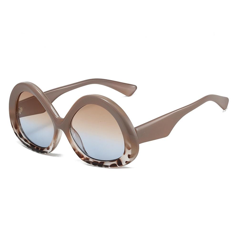New Luxury Leopard Gradient Oval Women Sunglasses  Retro Personality Punk Hip Hop Style Men Sun Glasses Uv400