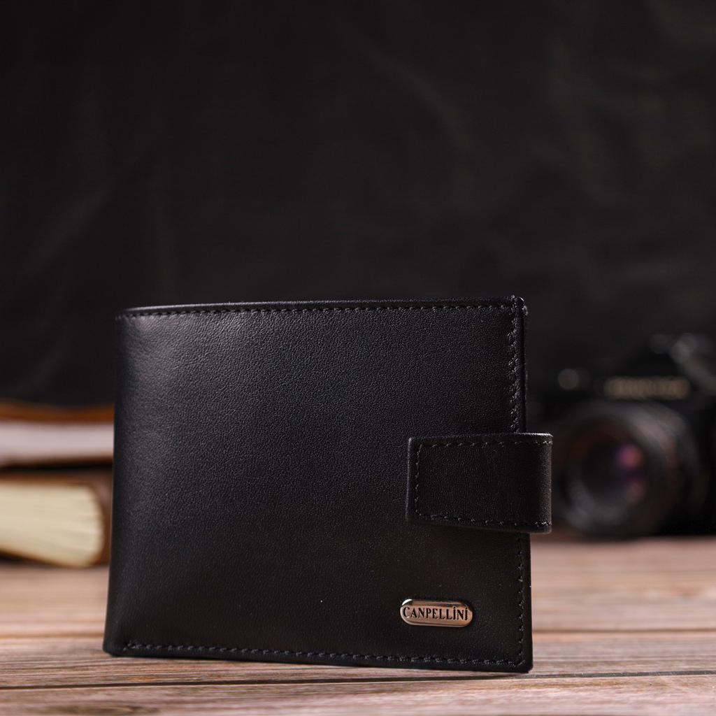 Classic Wallet for Men Made of Genuine Smooth Leather CANPELLINI 21882 Black