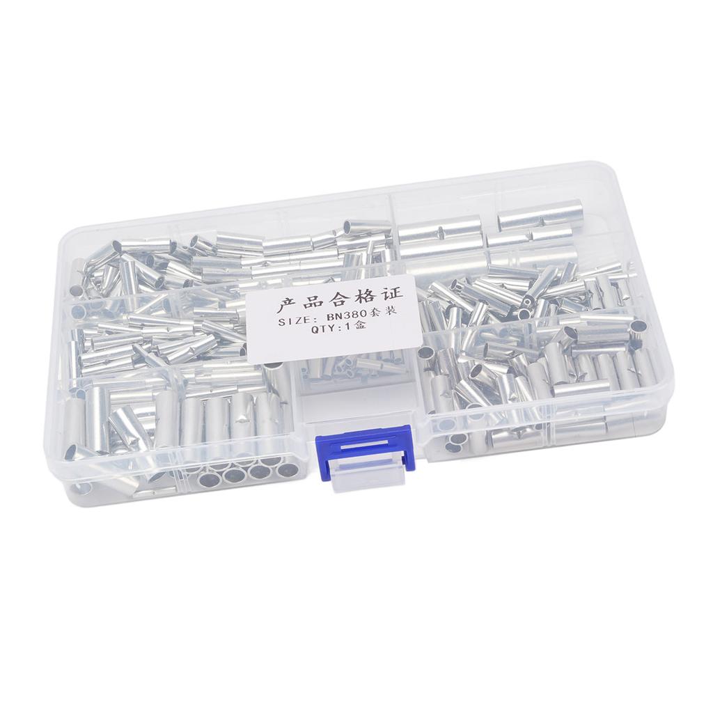 380PCS Non Insulated Butt Connectors Tinned Copper Uninsulated Wire Butt Splice Connectors for 26 to 6 AWG Wire Electrical Appliances