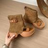 Fashion Women's Fashion Retro Design Open Toes Casual Cool Boots 2025 Summer New Comfortable Versatile Thick Soled Clip Toes Short Boots