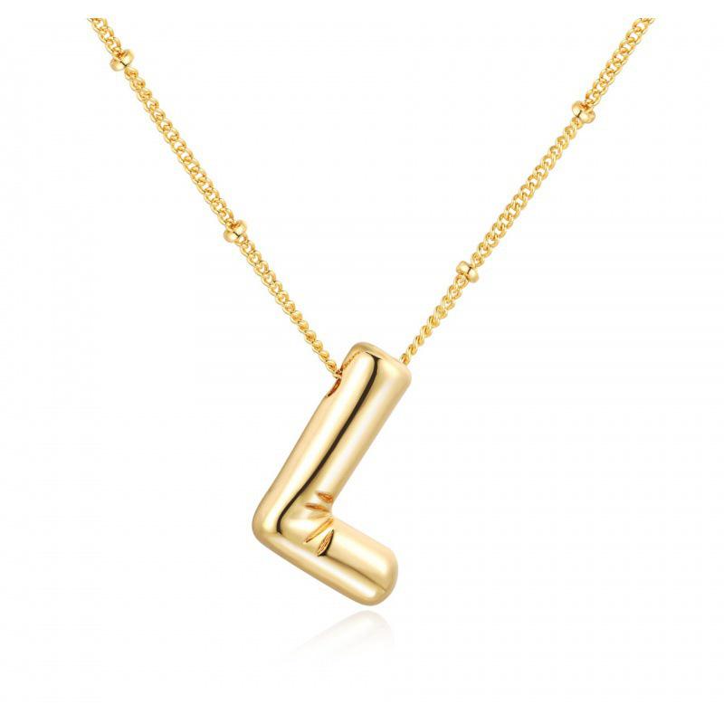 Minimalist Copper-Plated Gold Alphabet Pendant Sweater Chain Jewelry