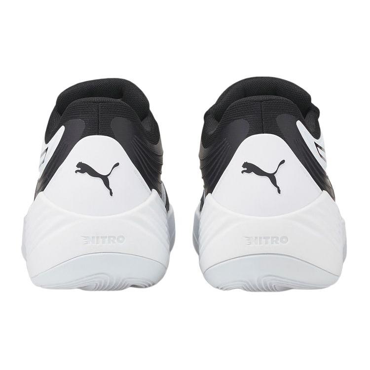 Puma Fusion Nitro Comfortable Round Toe Abrasion Resistant Lightweight Mid Top Basketball Shoes Unisex White Black 376639-01