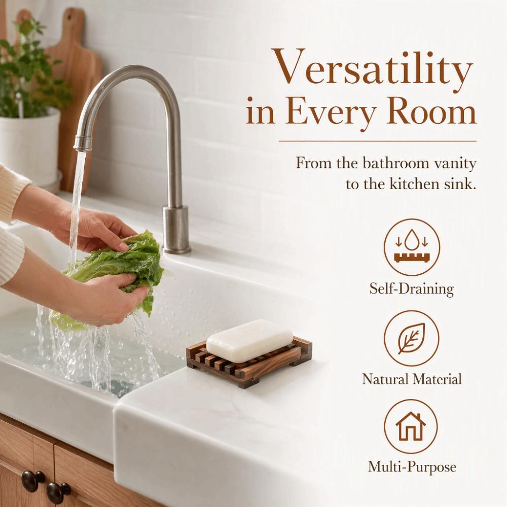 Natural Wood Wooden Soap Dish Tray Mildew Resistant Soap Box Storage Rack  Bathroom Shower