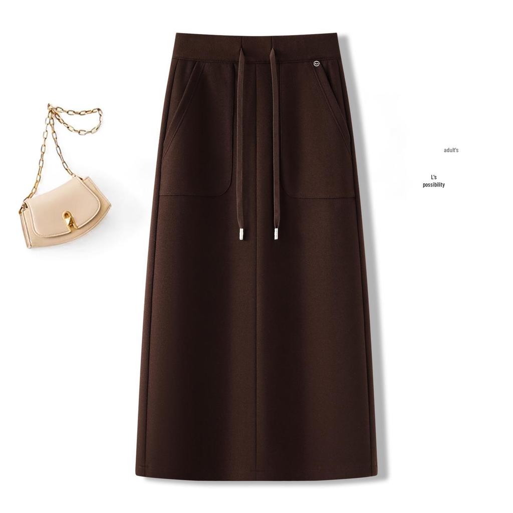 Soft & Fluffy Wool-Blend Mid-Length High-Waisted Slim-Fit Skirt for Women - 2025 Winter Collection